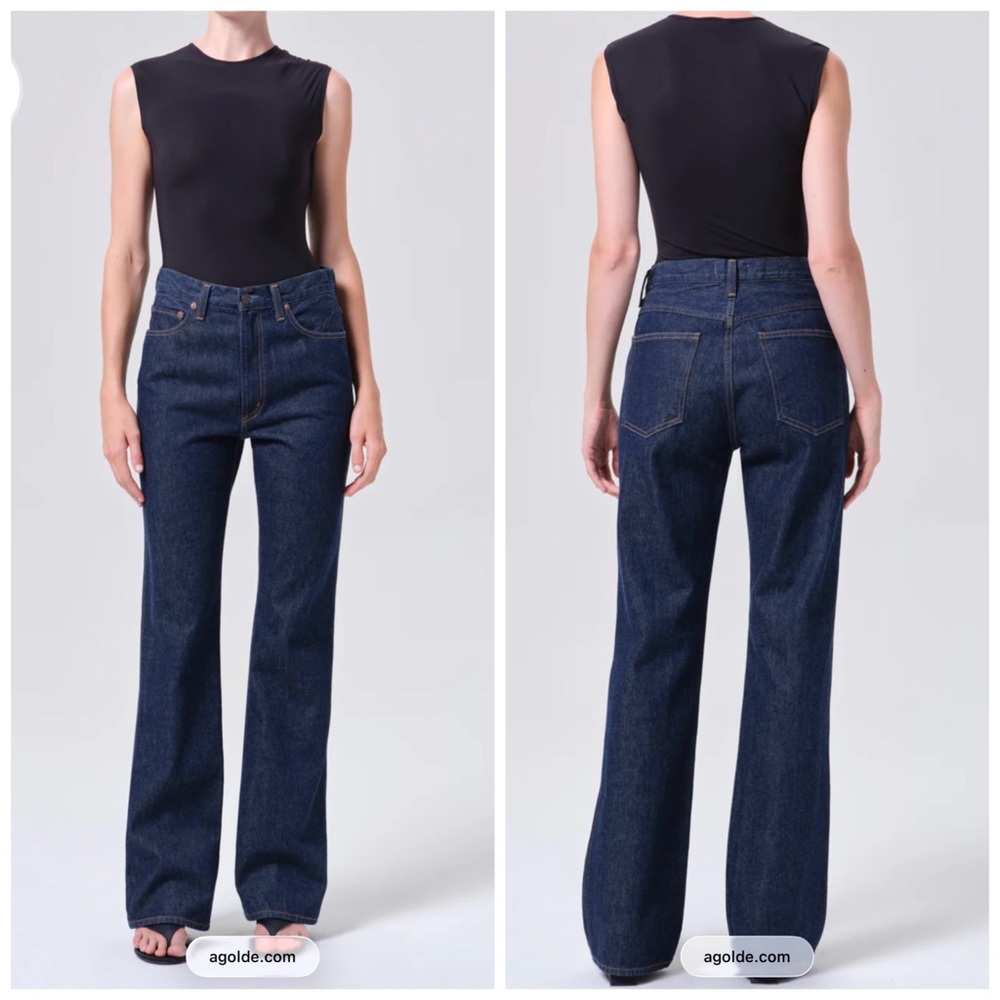 Agolde Leena Jean Denim Mid Rise Baby Flare Size 29 Bootcut Blue Rinse